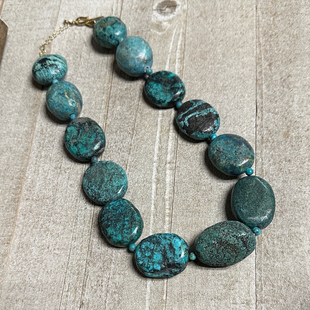Kenneth Jay Lane euc vintage chunky turquoise crystal rock gemstone necklace